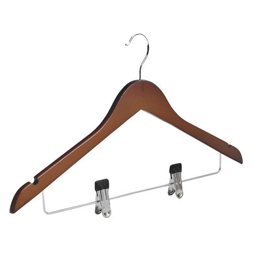Dolphy Standard Hook Hanger with Clips Brown Pack of 50