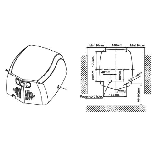 Dolphy Supercharge Stainless Steel Hand Dryer 800W Silver