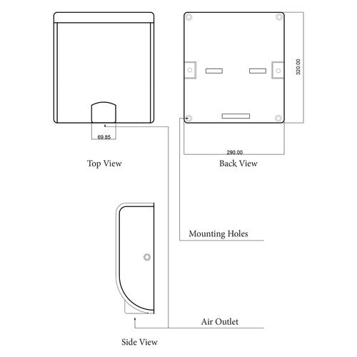 Dolphy Tornado Stainless Steel Hand Dryer 1000W Silver