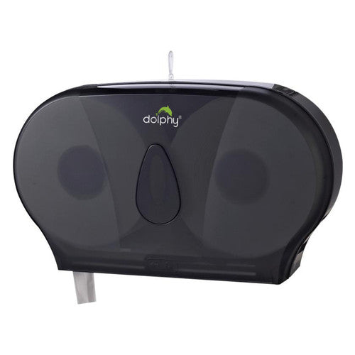 Dolphy Twin Jumbo Toilet Roll Dispenser Black