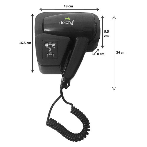 Dolphy Wall Mount Hair Dryer 1200W Black