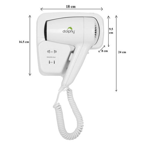 Dolphy Wall Mount Hair Dryer 1200W White
