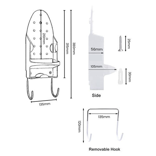Dolphy Wall Mounted Iron and Board Holder White