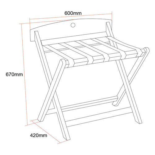 Dolphy Wooden Luggage Rack Brown with Back Support