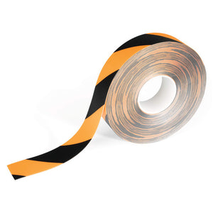 Yellow and black DURALINE 50/07 floor marking tape roll, 50 mm wide