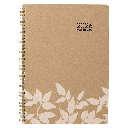 Ecowise 2026 Recycled Diary A4 Week To View Kraft