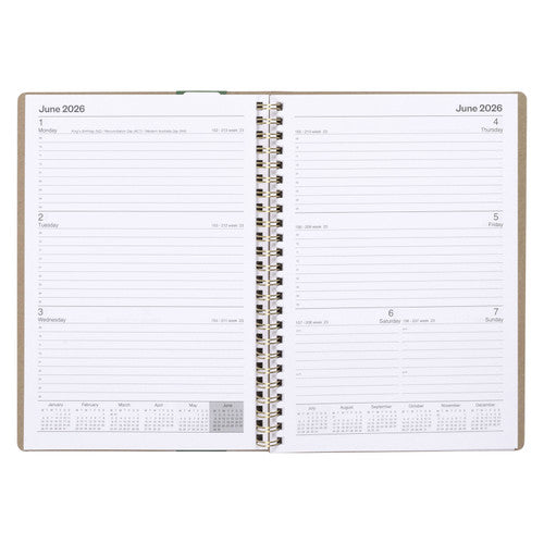 Ecowise 2026 Recycled Diary A5 Week To View Kraft