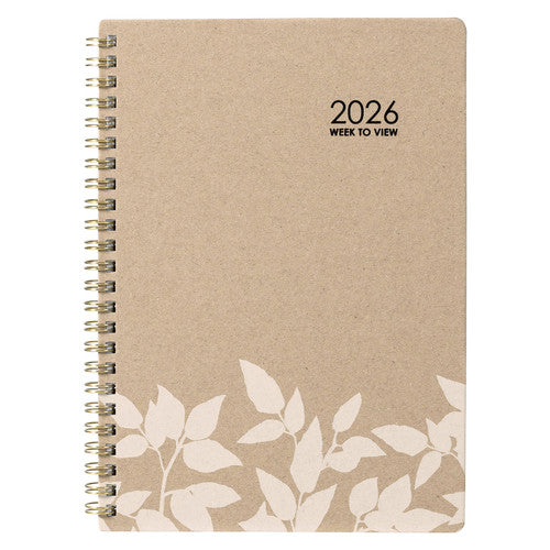 Ecowise 2026 Recycled Diary A5 Week To View Kraft