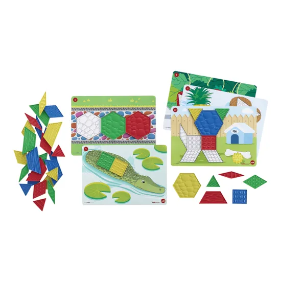 Sensory Pattern Blocks Set of 40 with Activity Cards-1