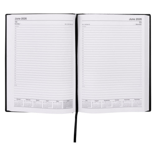 Elegant 2026 PVC Diary A5 Day To A Page Black