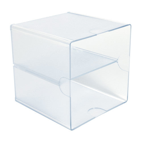 Deflecto Stackable Cube Open With Divider Clear Organiser