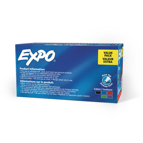 Expo Low Odour Dry Erase Whiteboard Markers Fine Tip Assorted Box 36