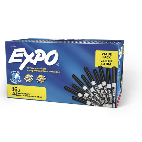 Expo Low Odour Dry Erase Whiteboard Markers Fine Tip Black Box 36
