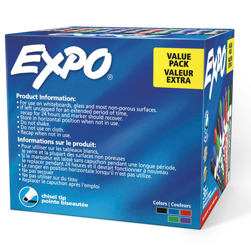 Expo Low Odour Dry Erase Whiteboard Markers Chisel Tip Assorted Box 36