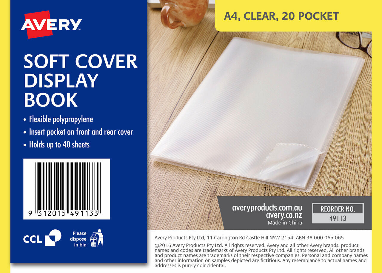 Avery Display Book Soft Cover A4 20 Pocket Clear – view 2