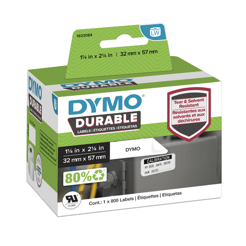 Dymo LabelWriter durable labels 57 x 32mm roll 800 high volume industrial strength multi purpose labelling