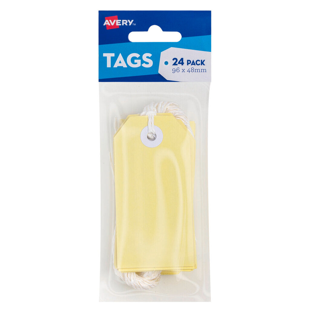 Avery Tag-It with String Size 3 Pastel Yellow Pack 24