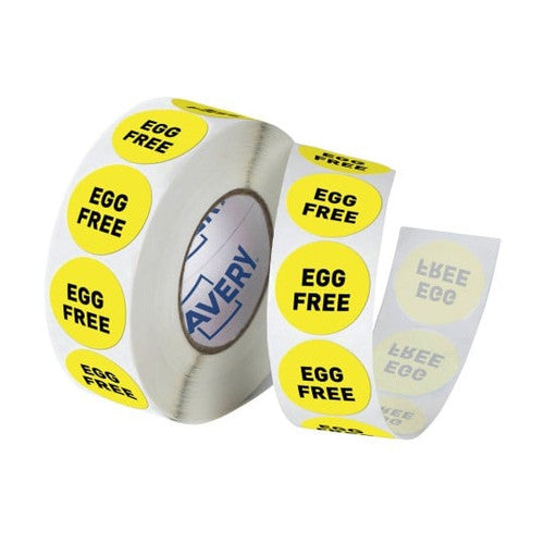 Avery Food Safety 'Egg Free' Allergy Label 24mm 1000 Roll