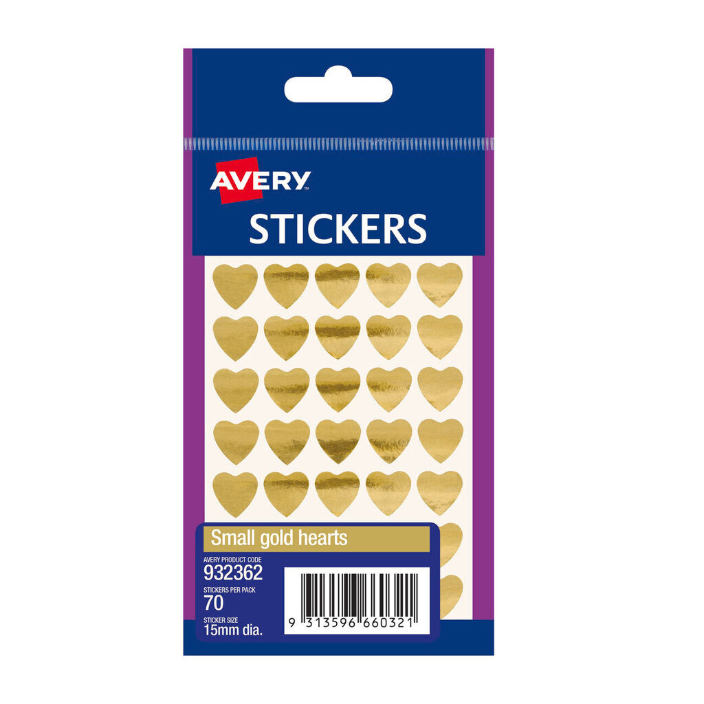 Avery Gold Small Heart Stickers Book Pack of 70