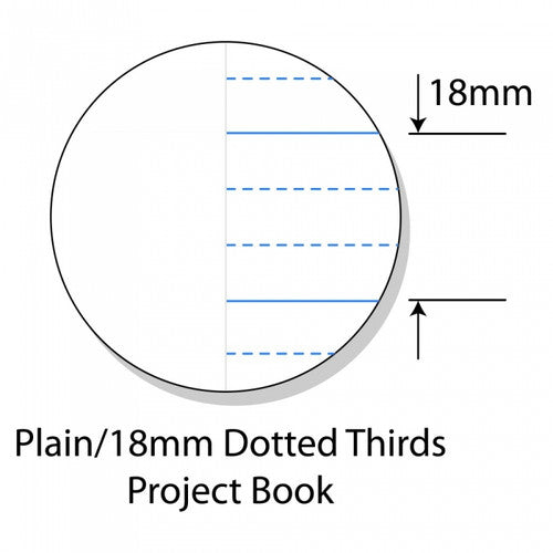 Writer Premium Project Book A4 48 Page Plain Plus 18mm Dotted Thirds Red Margin Sun Cover Pack 20 — bulk pack of 20