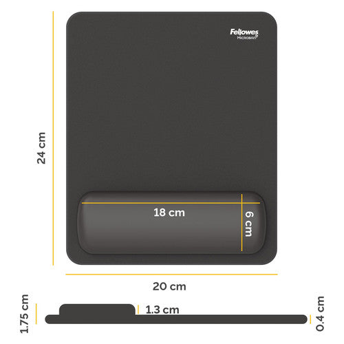 Fellowes Breyta Mousepad Wrist Rest Black