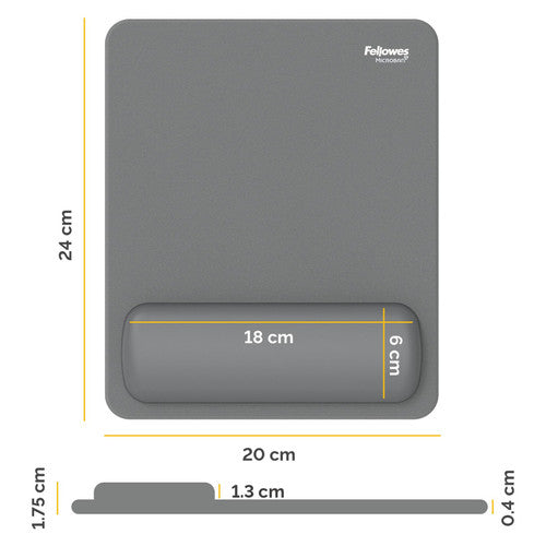 Fellowes Breyta Mousepad Wrist Rest Grey