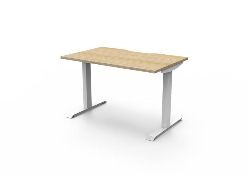Rapidline Boost Static fixed height single sided workstation, E0 rated Natural Oak top on a white satin powdercoated frame. Supplied product image for model SB1P1275 NO/WS. View 3.