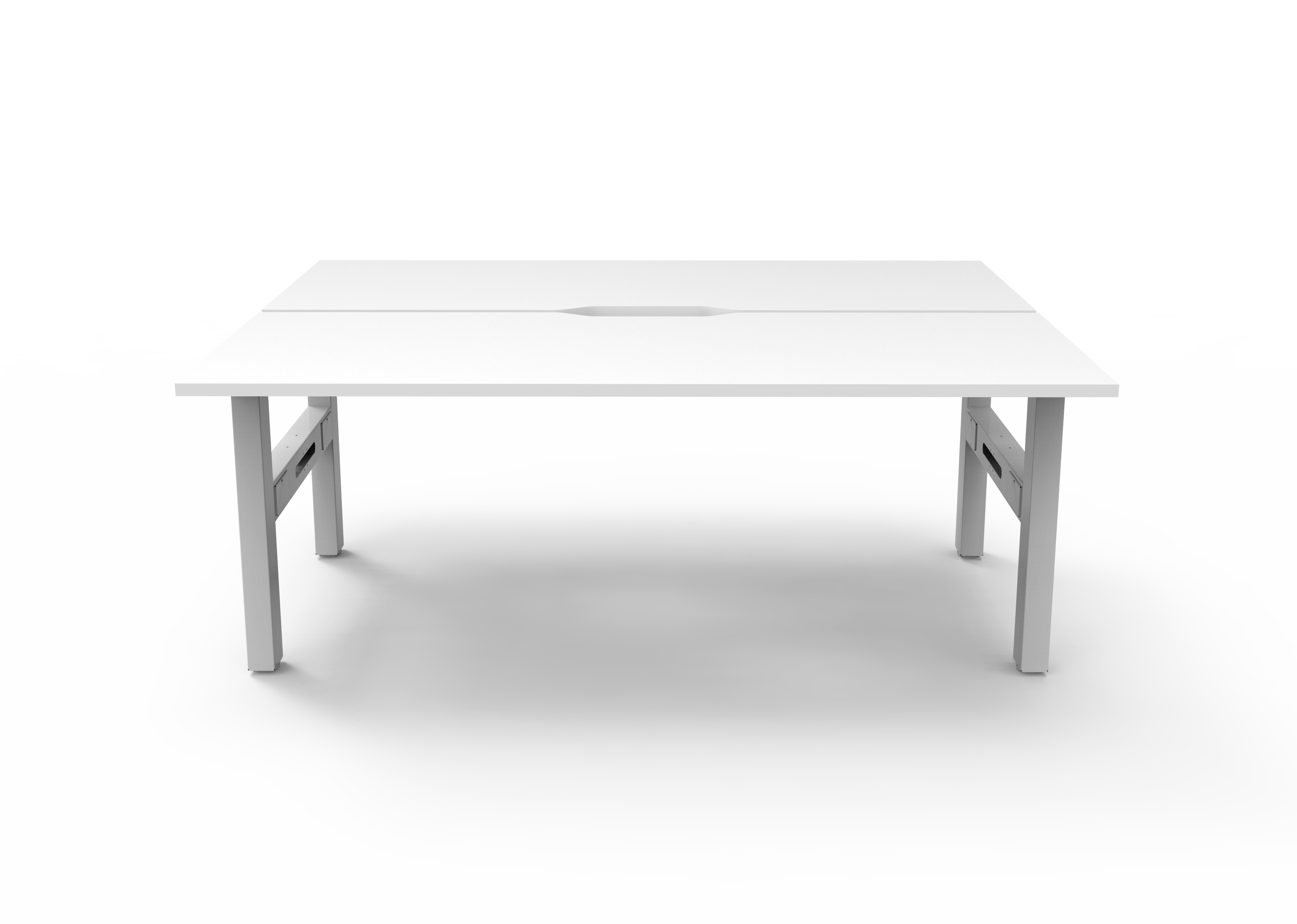 Rapidline Boost Static fixed height back to back workstation, E0 rated Natural White top on a white satin powdercoated frame. Supplied product image for model SB2P1875 NW/WS. View 2.