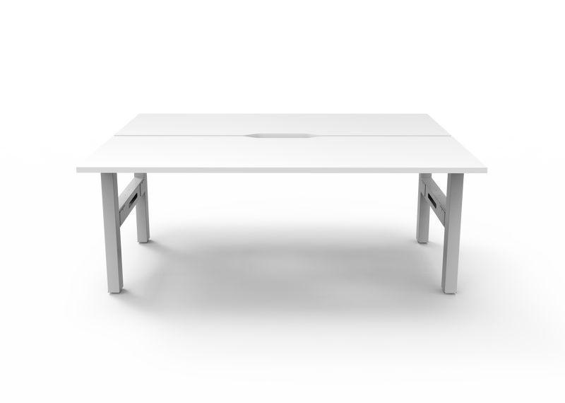 Rapidline Boost Static fixed height back to back workstation, E0 rated Natural White top on a white satin powdercoated frame. Supplied product image for model SB2P1875 NW/WS. View 2.