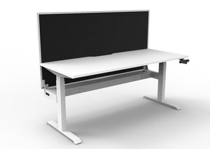 Rapidline Boost Crank manual height adjustable single sided workstation, E0 rated Natural White top on a white satin powdercoated frame. Supplied product image for model BC1PWSCT1275 NW/WS. View 1.