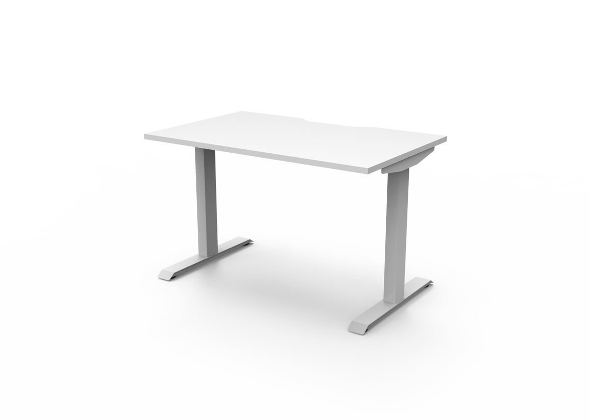 Rapidline Boost Static fixed height single sided workstation, E0 rated Natural White top on a white satin powdercoated frame. Supplied product image for model SB1P1275 NW/WS. View 3.