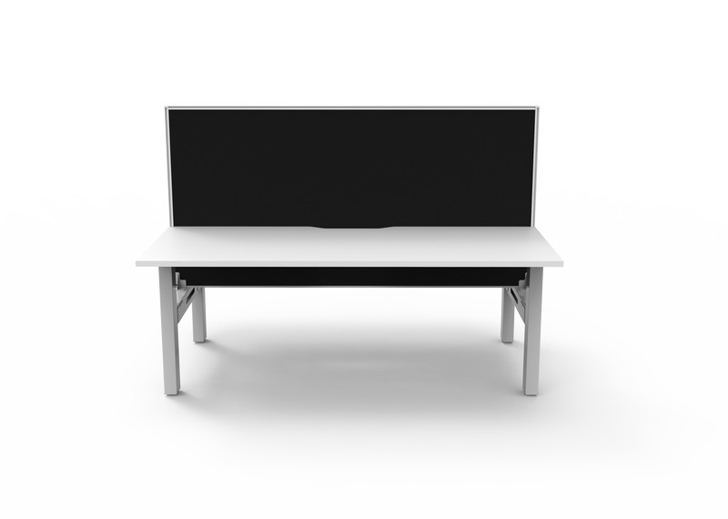 Rapidline Boost Static fixed height back to back workstation, E0 rated Natural White top on a white satin powdercoated frame. Supplied product image for model SB2PWS1575 NW/WS. View 2.