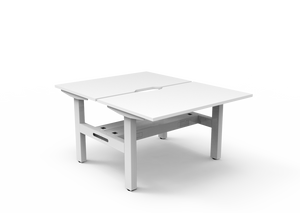 Rapidline Boost Static fixed height back to back workstation, E0 rated Natural White top on a white satin powdercoated frame. Supplied product image for model SB2PCT1275 NW/WS. View 1.
