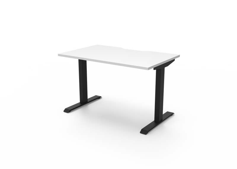 Rapidline Boost Static fixed height single sided workstation, E0 rated Natural White top on a black satin powdercoated frame. Supplied product image for model SB1P1275 NW/BL. View 3.