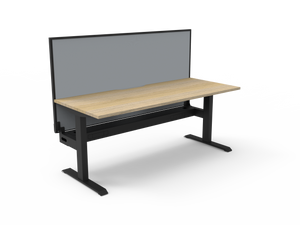 Rapidline Boost Static fixed height single sided workstation, E0 rated Natural Oak top on a black satin powdercoated frame. Supplied product image for model SB1PWSCT1875 NO/BL. View 1.