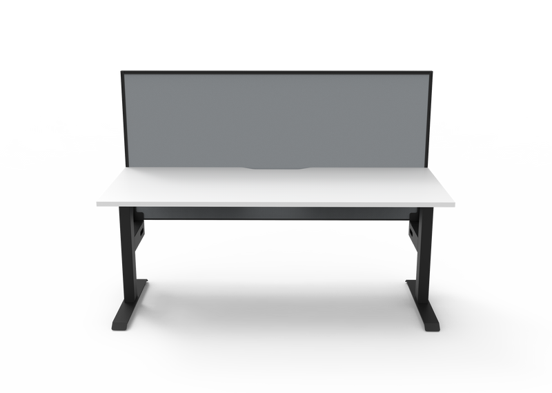 Rapidline Boost Static fixed height single sided workstation, E0 rated Natural White top on a black satin powdercoated frame. Supplied product image for model SB1PWS1275 NW/BL. View 2.