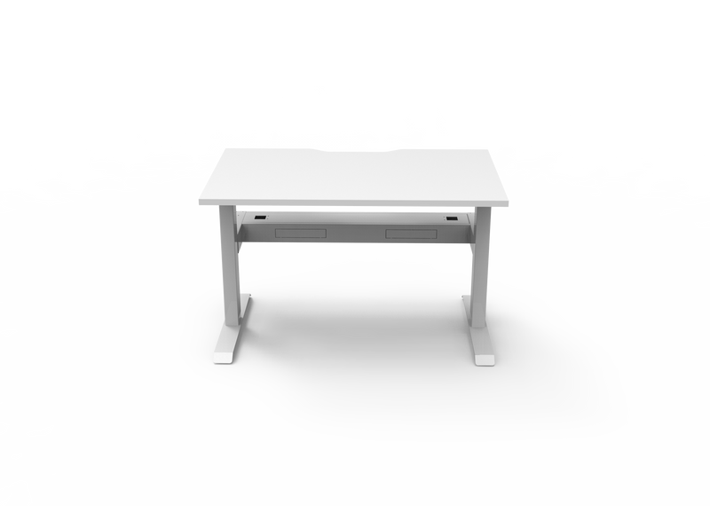 Rapidline Boost Static fixed height single sided workstation, E0 rated Natural White top on a white satin powdercoated frame. Supplied product image for model SB1PCT1275 NW/WS. View 3.