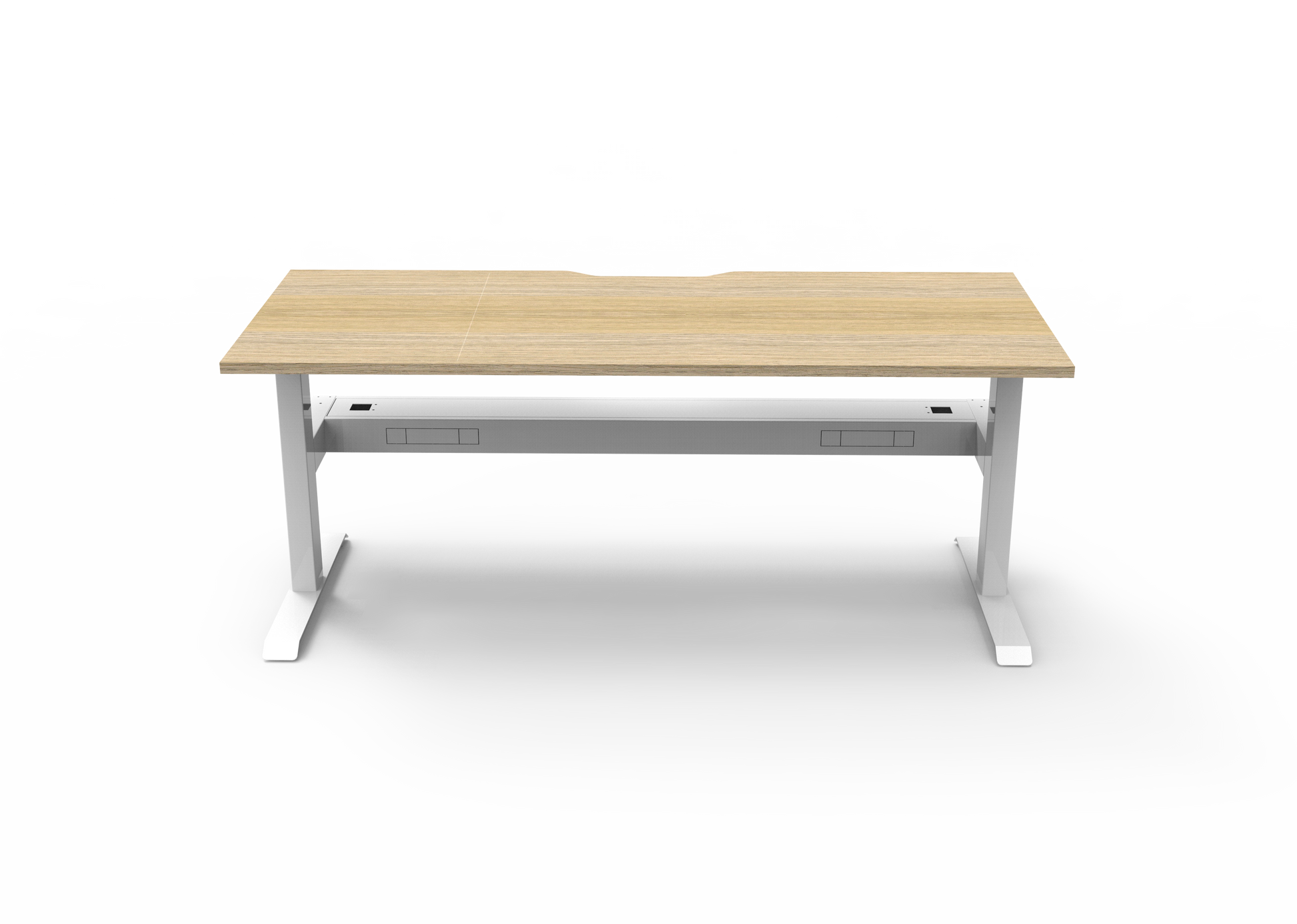 Rapidline Boost Static fixed height single sided workstation, E0 rated Natural Oak top on a white satin powdercoated frame. Supplied product image for model SB1PCT1575 NO/WS. View 2.