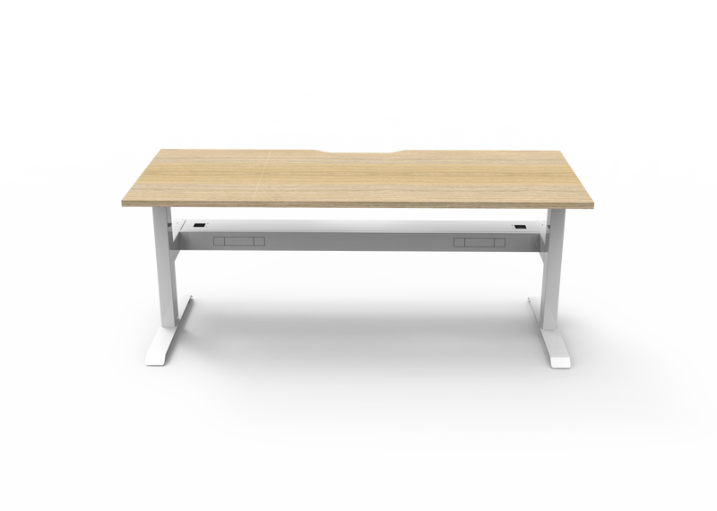 Rapidline Boost Static fixed height single sided workstation, E0 rated Natural Oak top on a white satin powdercoated frame. Supplied product image for model SB1PCT1575 NO/WS. View 2.