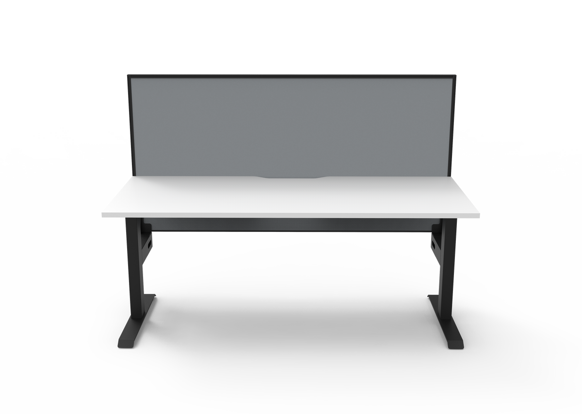 Rapidline Boost Static fixed height single sided workstation, E0 rated Natural White top on a black satin powdercoated frame. Supplied product image for model SB1PWS1875 NW/BL. View 2.