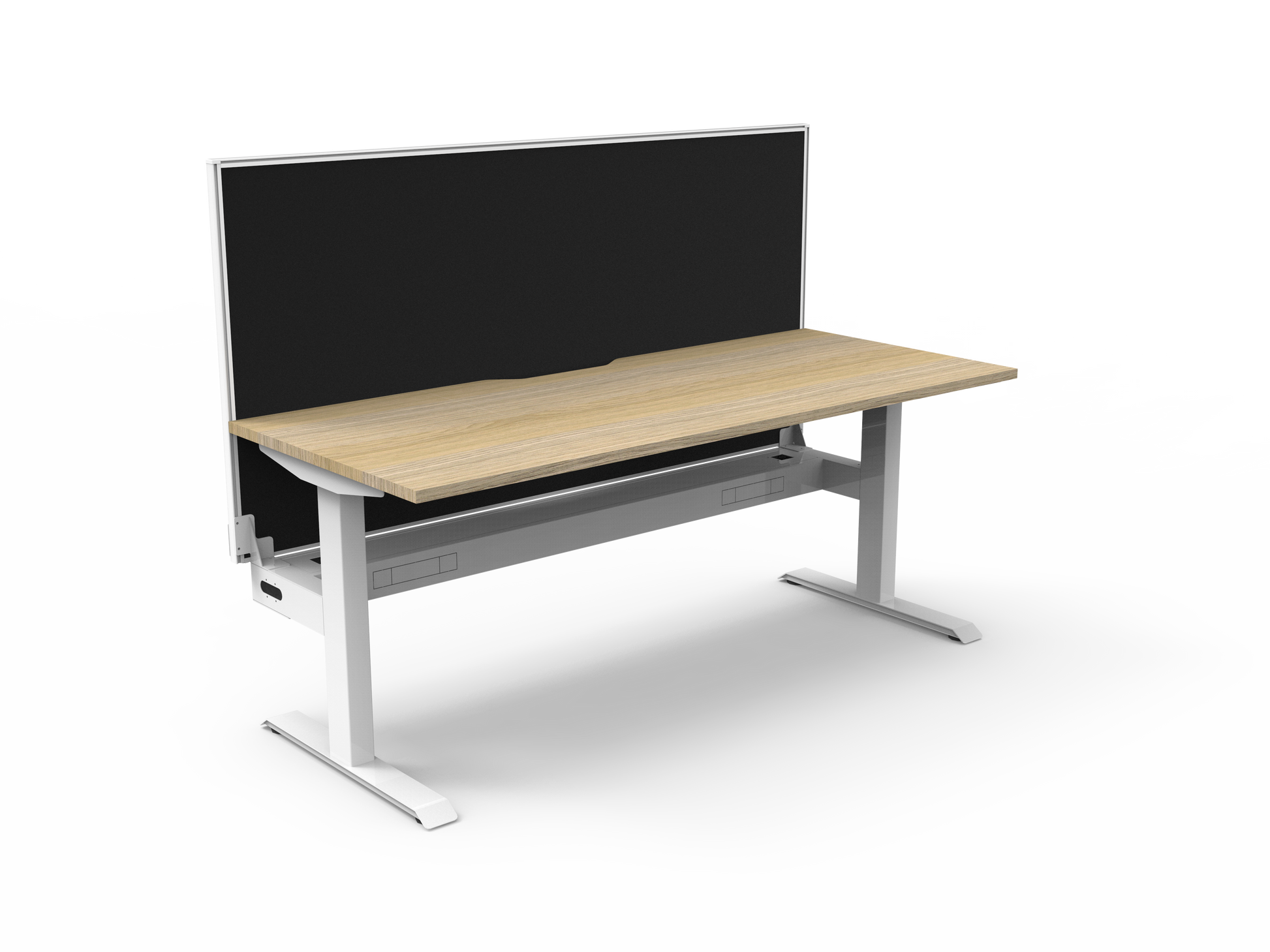 Rapidline Boost Static fixed height single sided workstation, E0 rated Natural Oak top on a white satin powdercoated frame. Supplied product image for model SB1PWSCT1275 NO/WS. View 1.