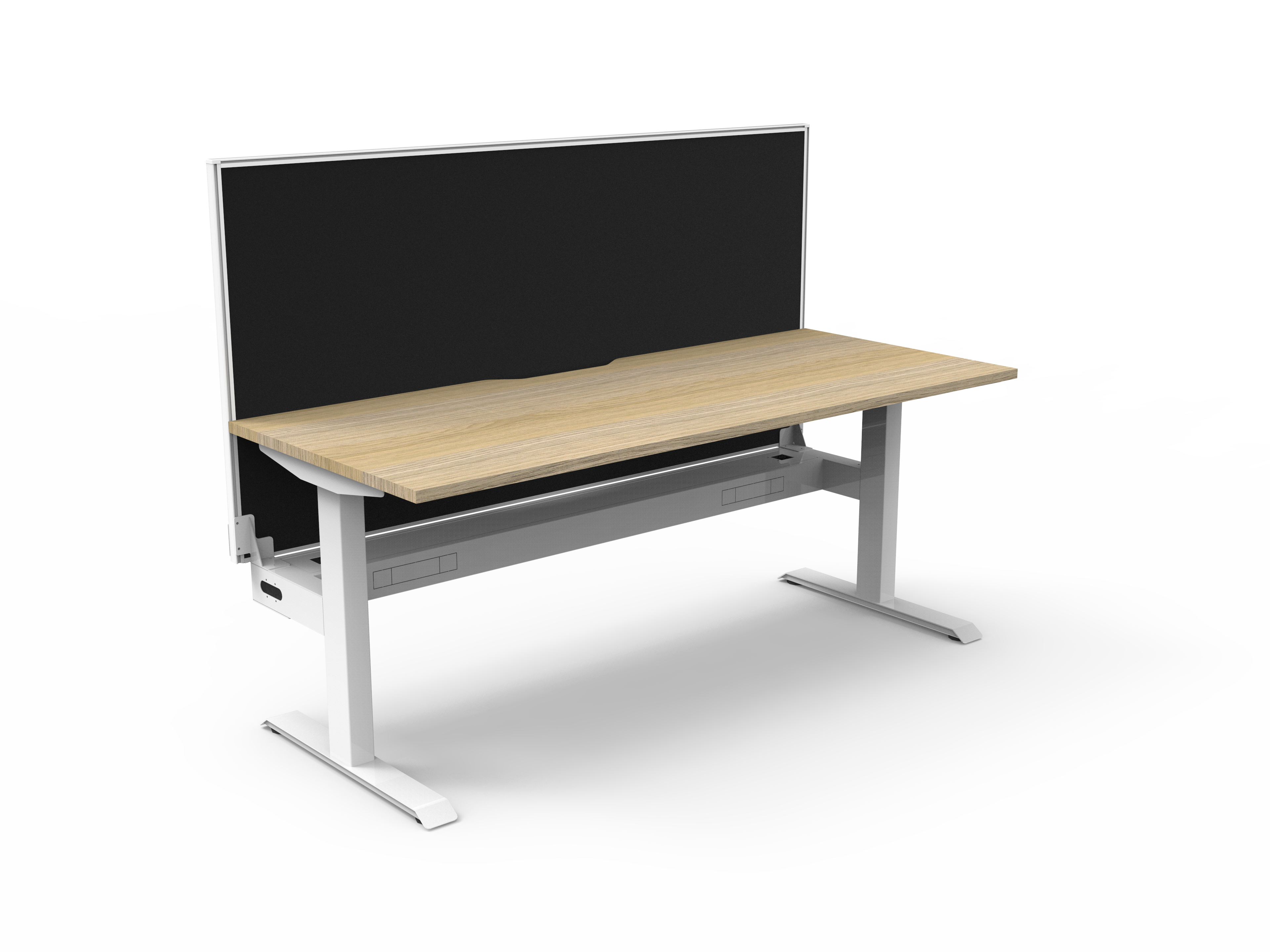 Rapidline Boost Static fixed height single sided workstation, E0 rated Natural Oak top on a white satin powdercoated frame. Supplied product image for model SB1PWSCT1275 NO/WS. View 1.