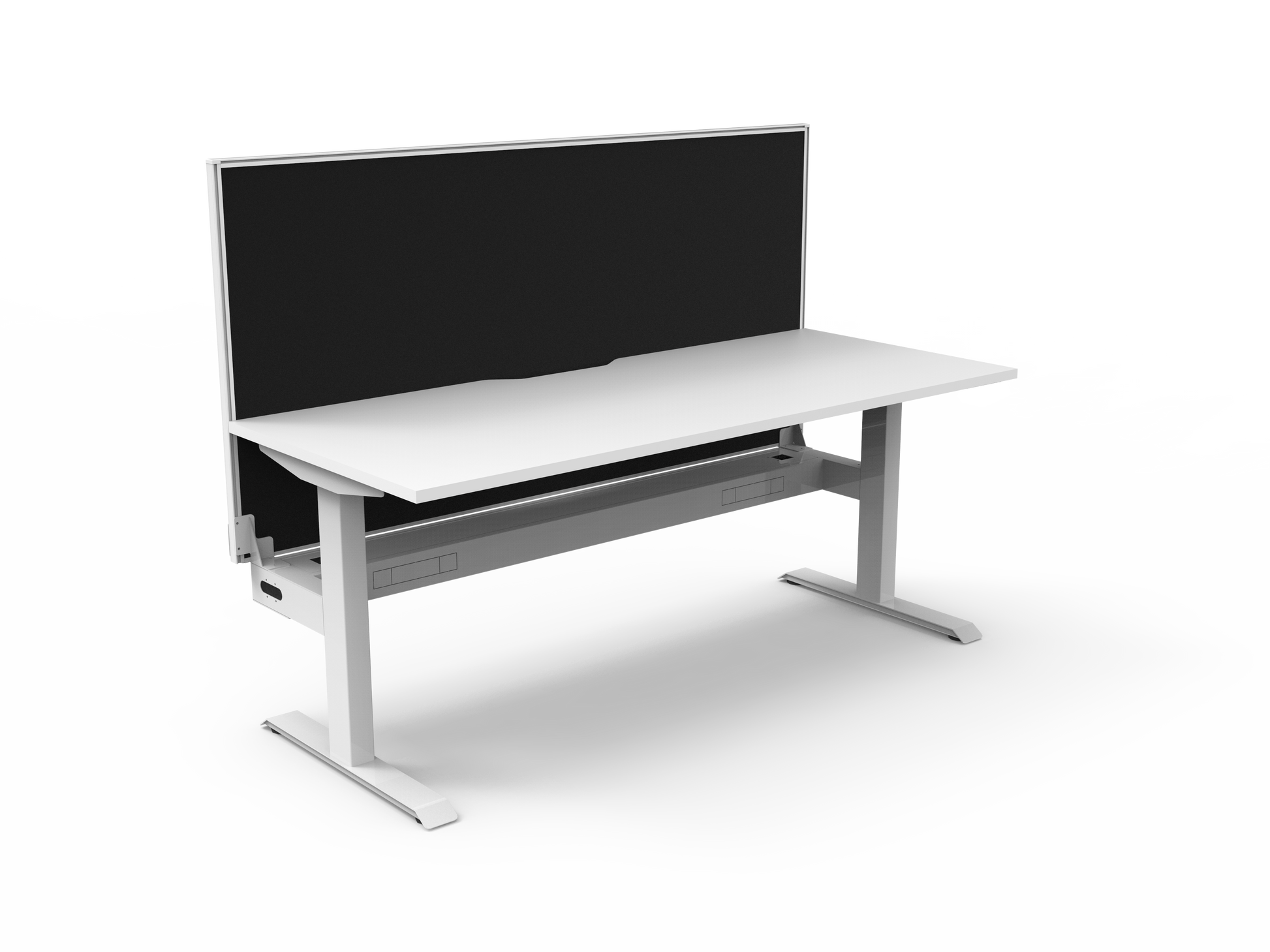 Rapidline Boost Static fixed height single sided workstation, E0 rated Natural White top on a white satin powdercoated frame. Supplied product image for model SB1PWSCT1275 NW/WS. View 1.