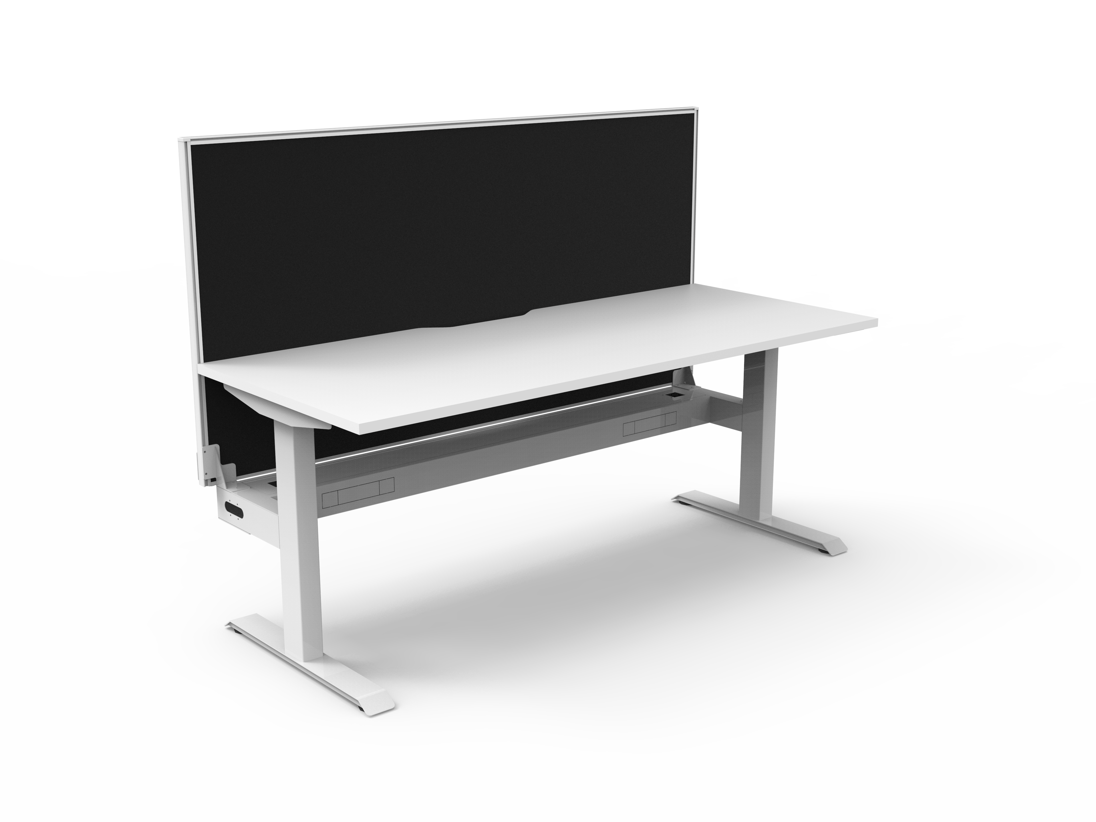 Rapidline Boost Static fixed height single sided workstation, E0 rated Natural White top on a white satin powdercoated frame. Supplied product image for model SB1PWSCT1275 NW/WS. View 1.