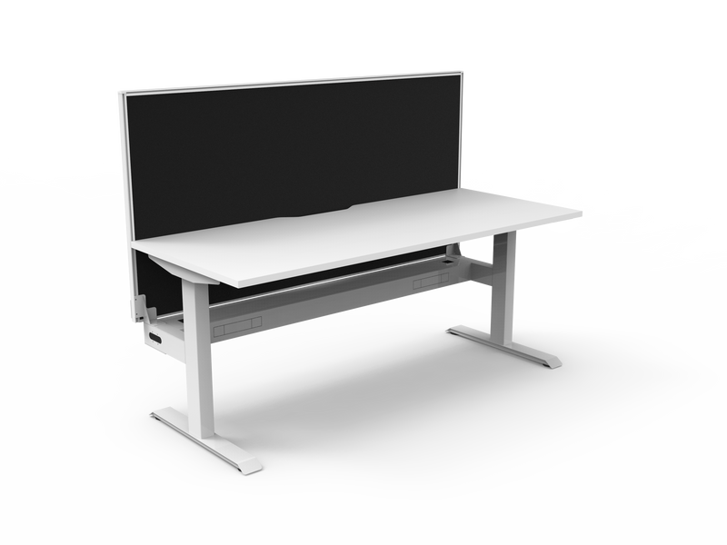 Rapidline Boost Static fixed height single sided workstation, E0 rated Natural White top on a white satin powdercoated frame. Supplied product image for model SB1PWSCT1275 NW/WS. View 1.