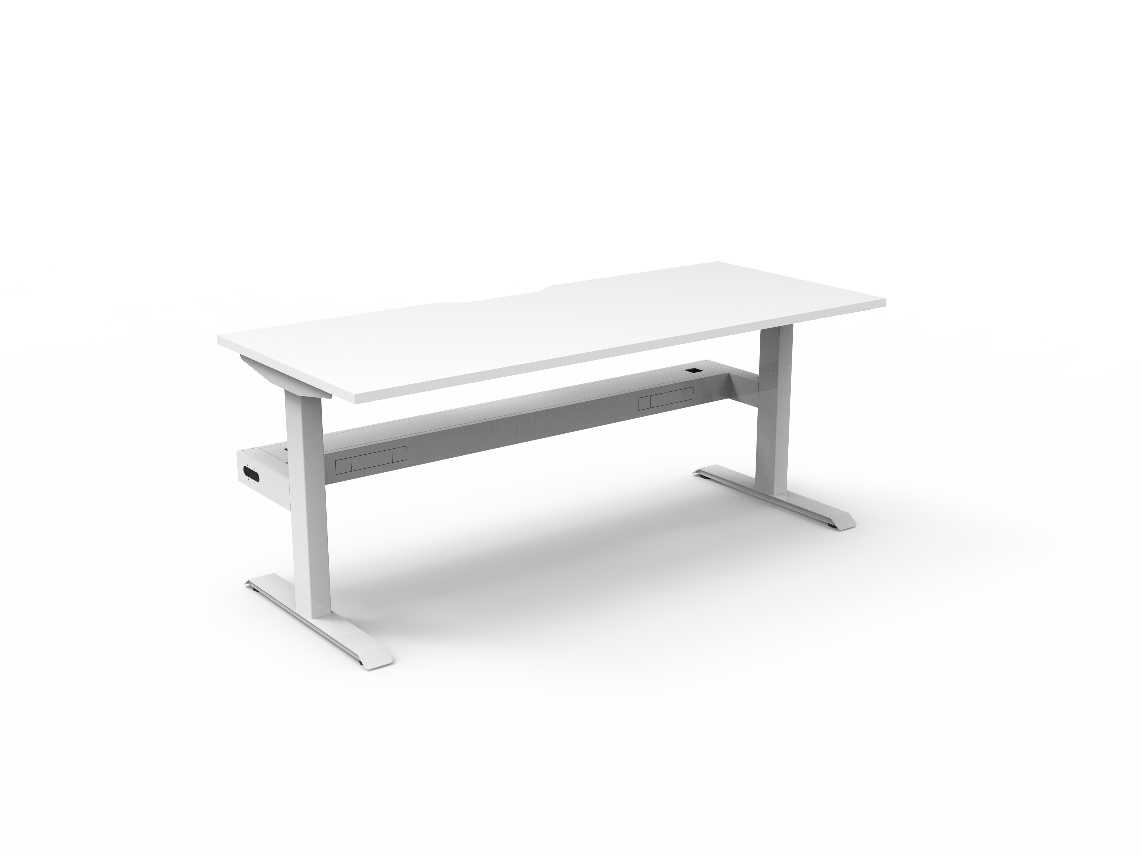 Rapidline Boost Static fixed height single sided workstation, E0 rated Natural White top on a white satin powdercoated frame. Supplied product image for model SB1PCT1575 NW/WS. View 1.