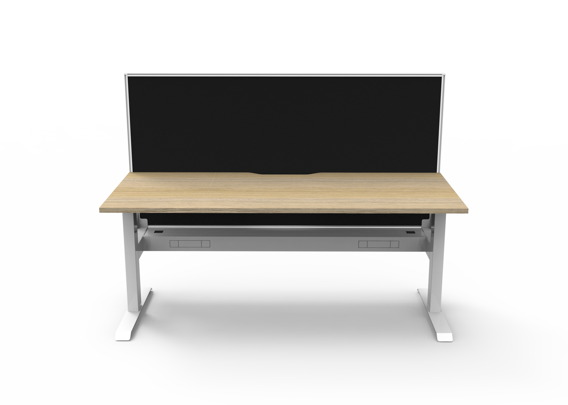 Rapidline Boost Static fixed height single sided workstation, E0 rated Natural Oak top on a white satin powdercoated frame. Supplied product image for model SB1PWSCT1875 NO/WS. View 2.