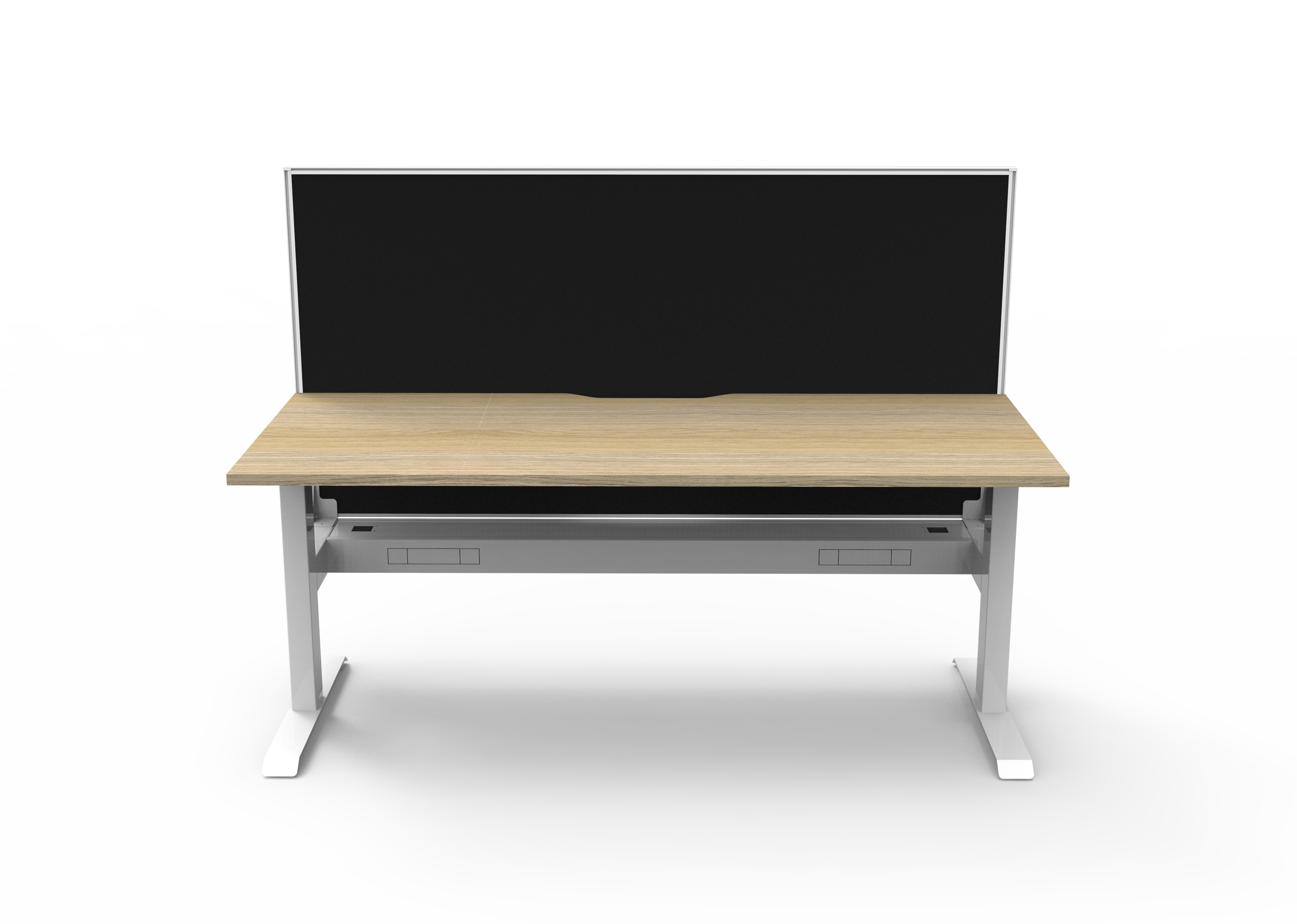 Rapidline Boost Static fixed height single sided workstation, E0 rated Natural Oak top on a white satin powdercoated frame. Supplied product image for model SB1PWSCT1875 NO/WS. View 2.