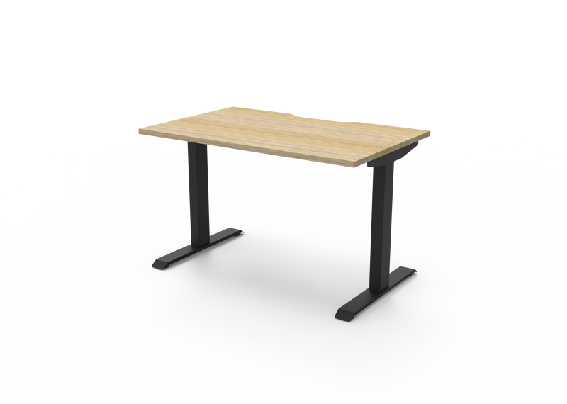Rapidline Boost Static fixed height single sided workstation, E0 rated Natural Oak top on a black satin powdercoated frame. Supplied product image for model SB1P1275 NO/BL. View 3.