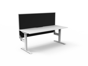 Rapidline Boost Static fixed height single sided workstation, E0 rated Natural White top on a white satin powdercoated frame. Supplied product image for model SB1PWS1875 NW/WS. View 1.